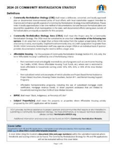 Community Revitalization Thresholds and Scoring Criteria (2024-25) with ...